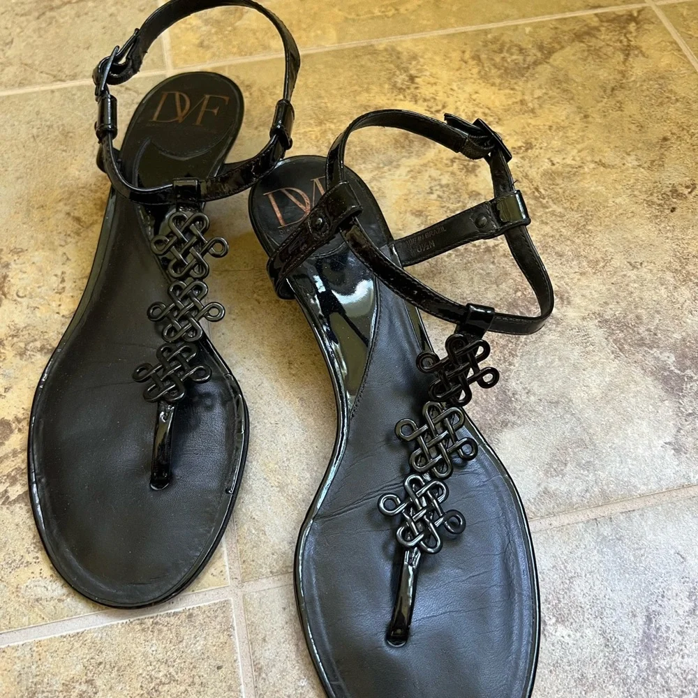 Diane Von Furstenberg Black Strappy Sandals - Picture 2 of 4